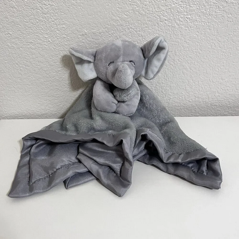 Carter's Gray Elephant Security Blanket Lovey Lovie Satin Trim Backing 2016